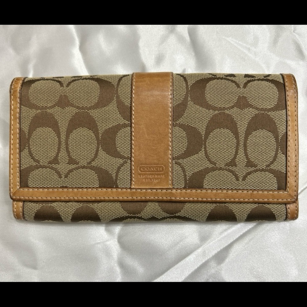 Coach Tan and Brown Signature Wallet